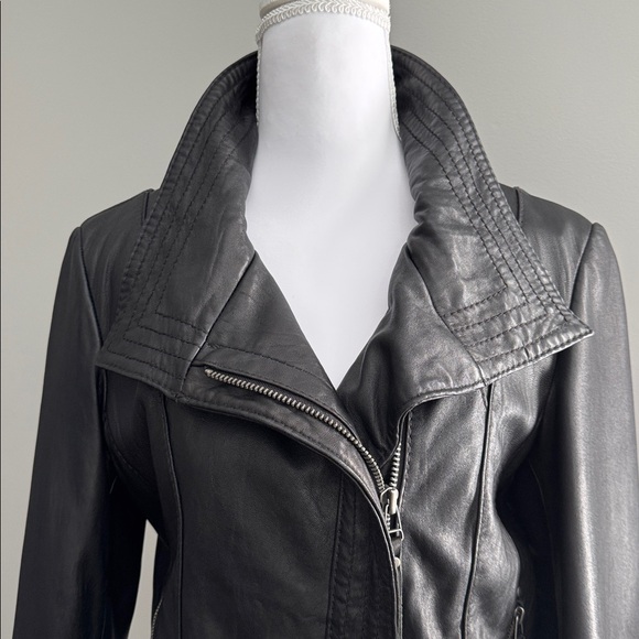 Michael Kors Black Moto Leather Jacket size S - Picture 4 of 13
